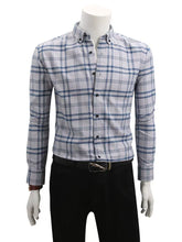 Load image into Gallery viewer, Shirt Gray Brushed Long-Sleeved Casual Plaid Shirt