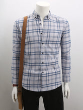 Load image into Gallery viewer, Shirt Gray Brushed Long-Sleeved Casual Plaid Shirt