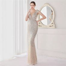 Load image into Gallery viewer, DEERVEADO Elegant V Neck Mermaid Evening Dress Long Luxury Beads Women Evening Party Dresses 2023 New Formal Dress 19085