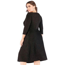 Load image into Gallery viewer, Sequined Party Dresses For Evening 2020 Women V Neck Three Quarter Sleeve High Waist Midi Dress 5XL 6XL Plus Size Women Clothing