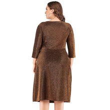 Load image into Gallery viewer, Sequined Party Dresses For Evening 2020 Women V Neck Three Quarter Sleeve High Waist Midi Dress 5XL 6XL Plus Size Women Clothing