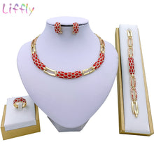 Load image into Gallery viewer, Liffly Women Dubai Jewelry Sets Luxury Bridal Nigerian Wedding African Beads Jewelry Set Costume New Design