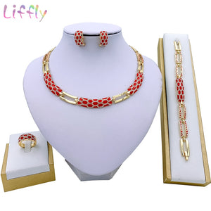 Liffly Women Dubai Jewelry Sets Luxury Bridal Nigerian Wedding African Beads Jewelry Set Costume New Design