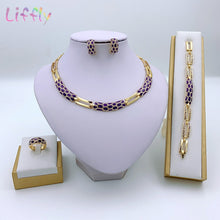 Load image into Gallery viewer, Liffly Women Dubai Jewelry Sets Luxury Bridal Nigerian Wedding African Beads Jewelry Set Costume New Design