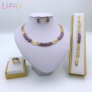 Liffly Women Dubai Jewelry Sets Luxury Bridal Nigerian Wedding African Beads Jewelry Set Costume New Design