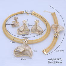 Load image into Gallery viewer, CYNTHIA Luxury Nigerian Dubai Jewelry Sets For Women Wedding Bridal Gold Color Necklace Earrings Bracelet Ring Sets