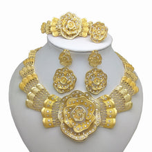 Load image into Gallery viewer, Kingdom Ma Fashion African Constume Beads Jewelry Set Nigeria Women Necklace Earrings Jewelry Sets Dubai Gold Color Jewelry Set