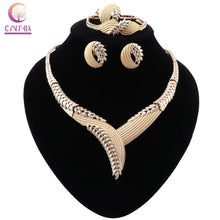 Load image into Gallery viewer, CYNTHIA African Dubai Gold Color Jewelry Nigerian Crystal Necklace Earrings Women Italian Bridal Jewelry Set Wedding Accessories