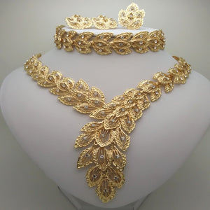 Kingdom Ma Fashion Dubai jewelry set Nigerian gold Color jewelry set African beads jewelry set  Jewelry set