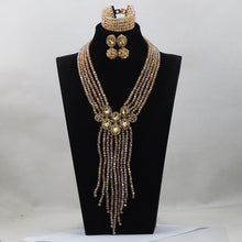 Load image into Gallery viewer, Trendy Blue Crystal Jewelry Sets Long Design Women Beads Necklace African Wedding Bridal Jewelry Sets Free Shipping ABH163