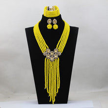 Load image into Gallery viewer, Trendy Blue Crystal Jewelry Sets Long Design Women Beads Necklace African Wedding Bridal Jewelry Sets Free Shipping ABH163