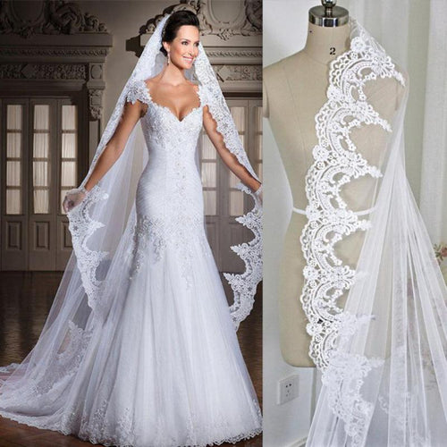 Bridal Veils New Classic Lace One-layer Appliqued Wedding Veil Elegant Wedding Accessories