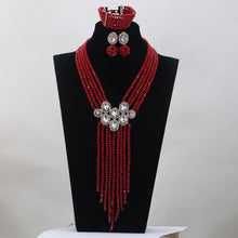 Load image into Gallery viewer, Trendy Blue Crystal Jewelry Sets Long Design Women Beads Necklace African Wedding Bridal Jewelry Sets Free Shipping ABH163