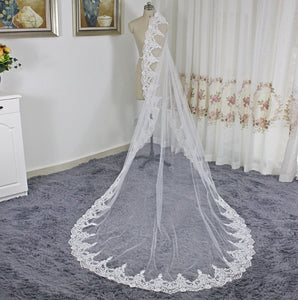 Bridal Veils New Classic Lace One-layer Appliqued Wedding Veil Elegant Wedding Accessories