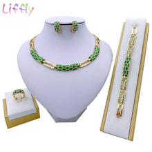 Load image into Gallery viewer, Liffly Women Dubai Jewelry Sets Luxury Bridal Nigerian Wedding African Beads Jewelry Set Costume New Design