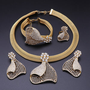 CYNTHIA Luxury Nigerian Dubai Jewelry Sets For Women Wedding Bridal Gold Color Necklace Earrings Bracelet Ring Sets