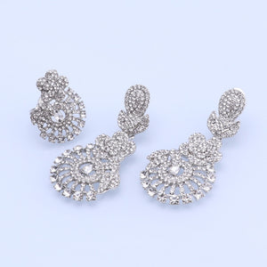 CYNTHIA Women Silver Plated Necklace Women Jewelry Sets Crystal Earrings Ring Classic Wedding Flower Jewelry Set for Bride