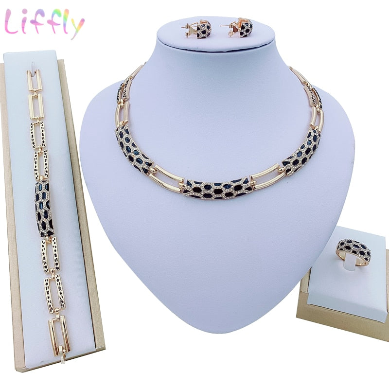 Liffly Women Dubai Jewelry Sets Luxury Bridal Nigerian Wedding African Beads Jewelry Set Costume New Design