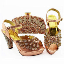 Load image into Gallery viewer, 2019 Decorated With Rhinestone Shoes And Bag Set African Design Matching Shoes