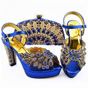 2019 Decorated With Rhinestone Shoes And Bag Set African Design Matching Shoes