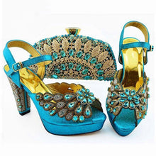 Load image into Gallery viewer, 2019 Decorated With Rhinestone Shoes And Bag Set African Design Matching Shoes