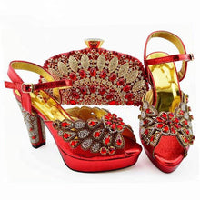 Load image into Gallery viewer, 2019 Decorated With Rhinestone Shoes And Bag Set African Design Matching Shoes