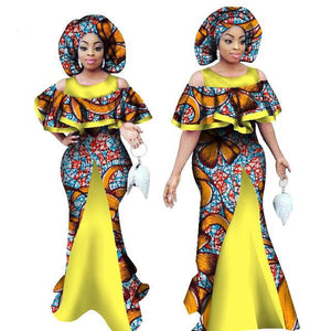 African Maxi Dress for Women Sleeveless Print Mermaid Dresses