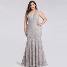 Load image into Gallery viewer, White Lace Dress Women Elegant Mermaid V Neck Sleeveless Long Formal Party Dress Evening Night Wear Plus Size Dress Robe Femme