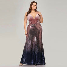 Load image into Gallery viewer, Sexy Velvet Party Dress Plus Size Women V Neck Sleeveless Long Mermaid Sequin Dress New Summer Maxi Bodycon Vestidos De Fiesta