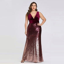 Load image into Gallery viewer, Sexy Velvet Party Dress Plus Size Women V Neck Sleeveless Long Mermaid Sequin Dress New Summer Maxi Bodycon Vestidos De Fiesta