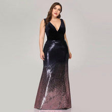 Load image into Gallery viewer, Sexy Velvet Party Dress Plus Size Women V Neck Sleeveless Long Mermaid Sequin Dress New Summer Maxi Bodycon Vestidos De Fiesta