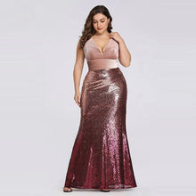 Load image into Gallery viewer, Sexy Velvet Party Dress Plus Size Women V Neck Sleeveless Long Mermaid Sequin Dress New Summer Maxi Bodycon Vestidos De Fiesta