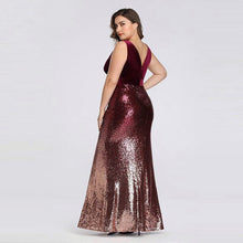 Load image into Gallery viewer, Sexy Velvet Party Dress Plus Size Women V Neck Sleeveless Long Mermaid Sequin Dress New Summer Maxi Bodycon Vestidos De Fiesta