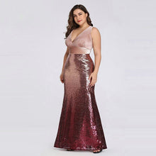 Load image into Gallery viewer, Sexy Velvet Party Dress Plus Size Women V Neck Sleeveless Long Mermaid Sequin Dress New Summer Maxi Bodycon Vestidos De Fiesta