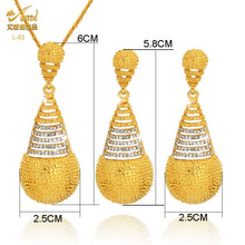 Load image into Gallery viewer, Fashion Jewelry Sets Dubai Plated Bridal Wedding Dangle Earring Necklace For Women African Party Gifts France Designer Jewellery