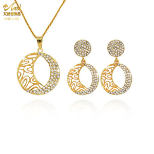 Fashion Jewelry Sets Dubai Plated Bridal Wedding Dangle Earring Necklace For Women African Party Gifts France Designer Jewellery