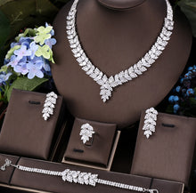 Load image into Gallery viewer, Janekelly 4pcs Bridal Zirconia Full Jewelry Sets For Women Party, Luxury Dubai Nigeria CZ Crystal Wedding Jewelry Sets