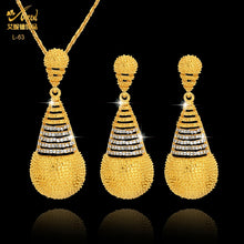 Load image into Gallery viewer, Fashion Jewelry Sets Dubai Plated Bridal Wedding Dangle Earring Necklace For Women African Party Gifts France Designer Jewellery