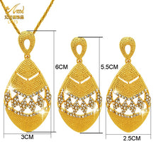 Load image into Gallery viewer, Fashion Jewelry Sets Dubai Plated Bridal Wedding Dangle Earring Necklace For Women African Party Gifts France Designer Jewellery