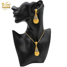 Load image into Gallery viewer, Fashion Jewelry Sets Dubai Plated Bridal Wedding Dangle Earring Necklace For Women African Party Gifts France Designer Jewellery