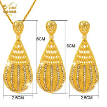 Load image into Gallery viewer, Fashion Jewelry Sets Dubai Plated Bridal Wedding Dangle Earring Necklace For Women African Party Gifts France Designer Jewellery