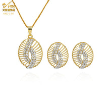 Load image into Gallery viewer, Fashion Jewelry Sets Dubai Plated Bridal Wedding Dangle Earring Necklace For Women African Party Gifts France Designer Jewellery