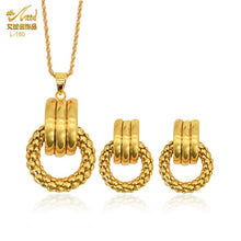 Load image into Gallery viewer, Fashion Jewelry Sets Dubai Plated Bridal Wedding Dangle Earring Necklace For Women African Party Gifts France Designer Jewellery