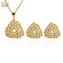 Load image into Gallery viewer, Fashion Jewelry Sets Dubai Plated Bridal Wedding Dangle Earring Necklace For Women African Party Gifts France Designer Jewellery