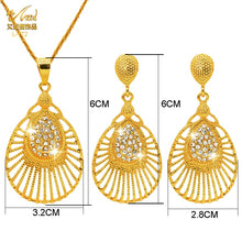 Load image into Gallery viewer, Fashion Jewelry Sets Dubai Plated Bridal Wedding Dangle Earring Necklace For Women African Party Gifts France Designer Jewellery