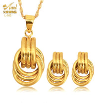 Load image into Gallery viewer, Fashion Jewelry Sets Dubai Plated Bridal Wedding Dangle Earring Necklace For Women African Party Gifts France Designer Jewellery