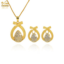 Load image into Gallery viewer, Fashion Jewelry Sets Dubai Plated Bridal Wedding Dangle Earring Necklace For Women African Party Gifts France Designer Jewellery