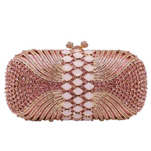 Load image into Gallery viewer, Boutique De FGG Pink Diamond Women Evening Bags Bridal Crystal Clutch Handbags and Purses Wedding Banquet Dinner Minaudiere Bag