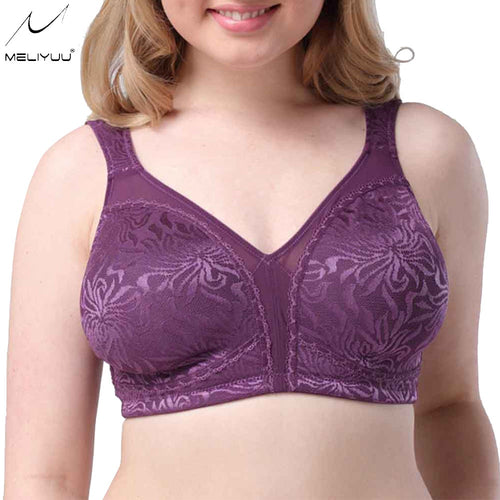 Women Full cup Large Size Bra Unlined Underwear Comfortable Wire Free brassiere