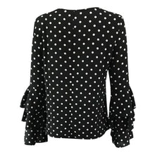 Load image into Gallery viewer, Women Blusas Polka Dot Print Flare Sleeve  Shirts O-neck Long Sleeve Chiffon Blouse